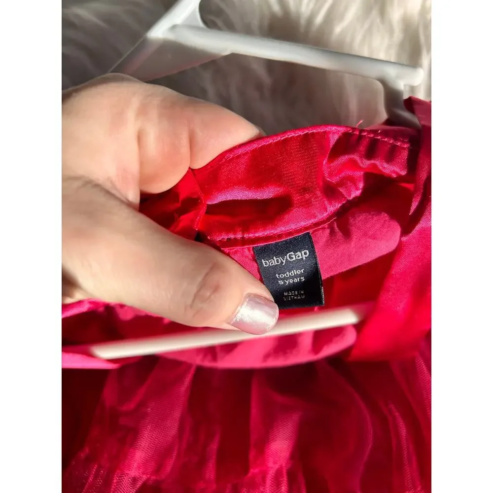 Baby Gap Pirouette Tulle Tiered Dress Satin Trim Layered Formal Red Size 5 Years